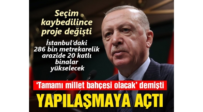 BİR HALK YALANI DAHAMİLLET BAHÇESİ BAHANE ,RANT ŞAHANE 20 KAT İMAR İZNİ